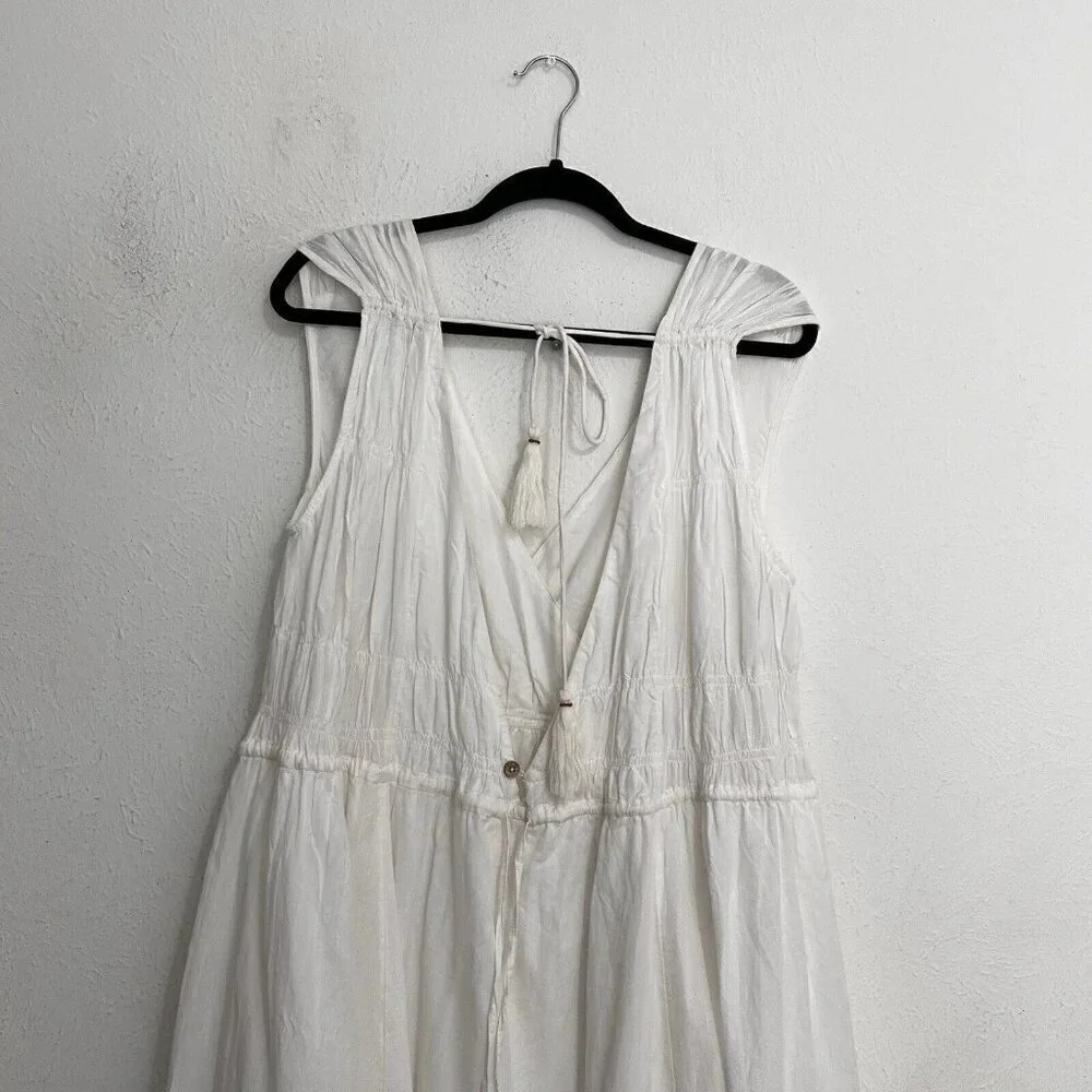Free People Lulu‎ Bone White Midi Dress Endless Summer Open Back Sleeveless Sz M